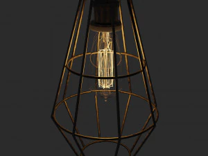 Candeeiro suspenso tipo gaiola com l&acirc;mpada Modelo 3D