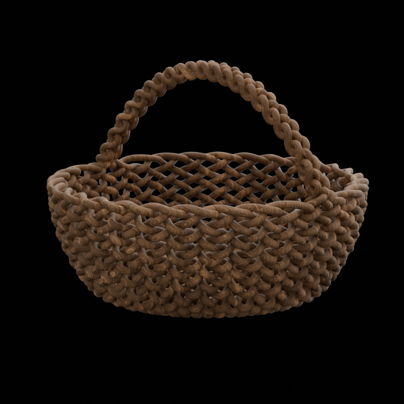 Basket rattan 3D Model .c4d .max .obj .3ds .fbx .stl .blend