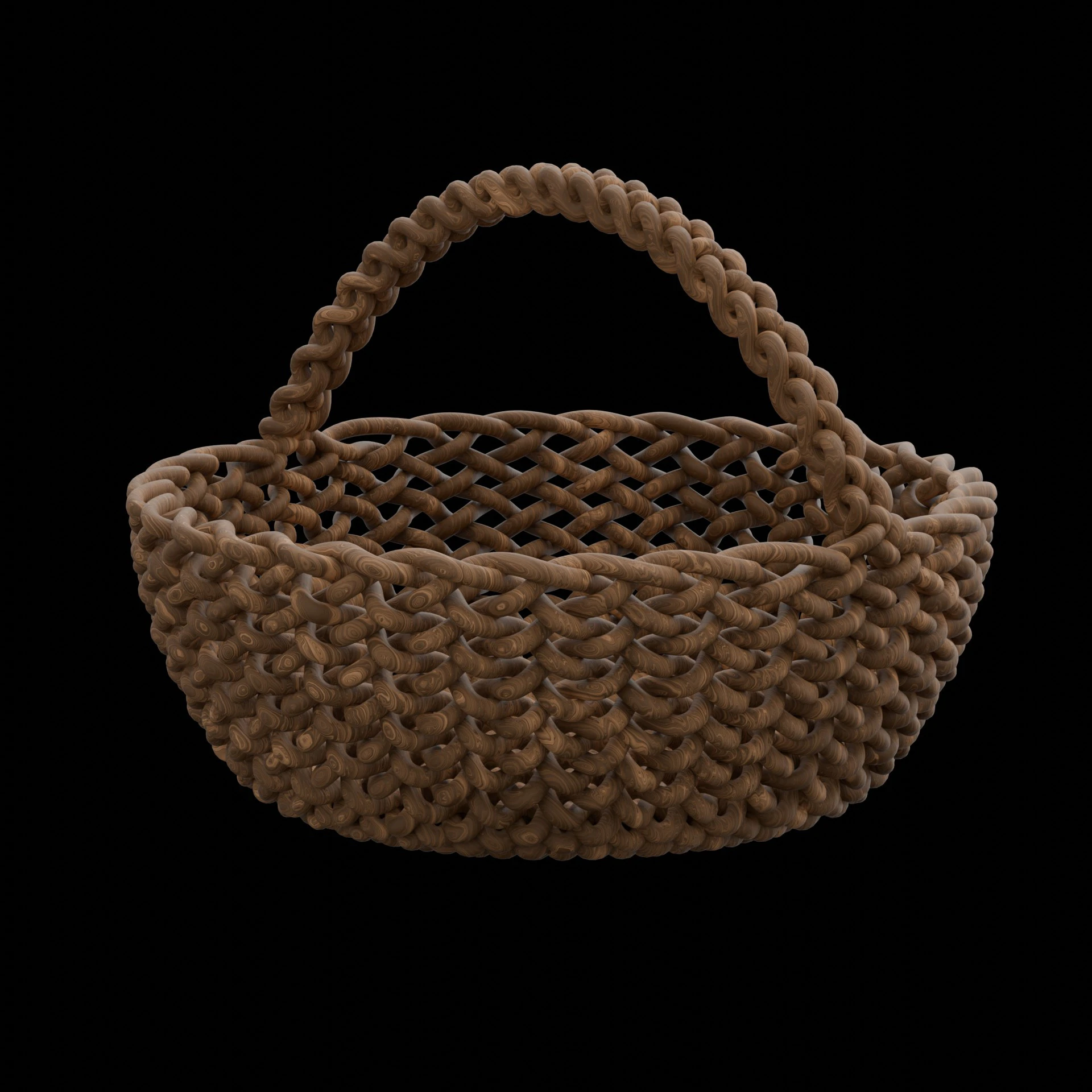 Basket rattan 3D Model .c4d .max .obj .3ds .fbx .stl .blend 