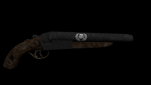 sawn-off shotgun 3D Модель .c4d .max .obj .3ds .fbx .stl .blend 