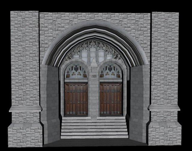 church gate lowpoly model 3D 模型 .c4d .max .obj .3ds .fbx .stl .blend 