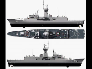 Fregata classe ANZAC MEKO HMAS BALLARAT FFH 155 modello Modello 3D