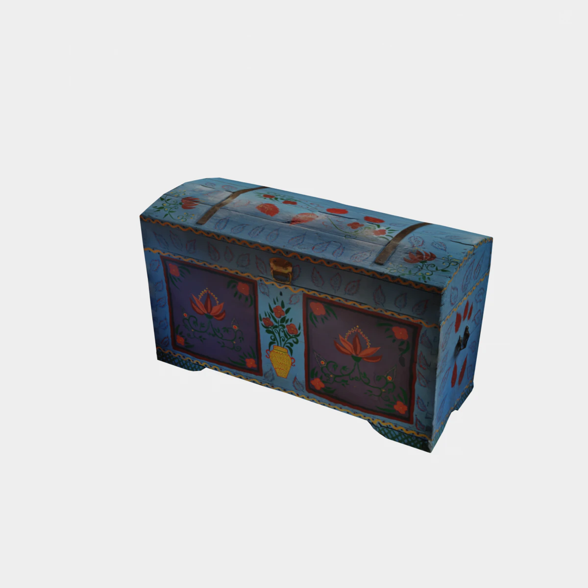 Trunk Folk Art 3D Model .c4d .max .obj .3ds .fbx .stl .blend