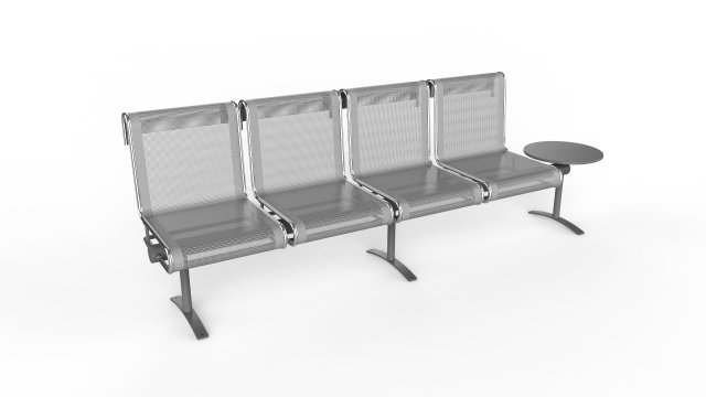 waiting room chair 4 seats with 1 side table Model 3D .c4d .max .obj .3ds .fbx .stl .blend 