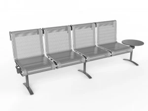 waiting room chair 4 seats with 1 side table 3D Model