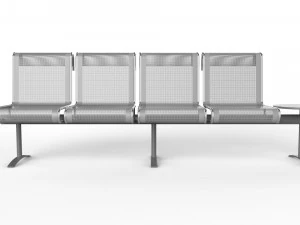 waiting room chair 4 seats with 1 side table 3D Model