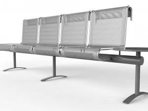 waiting room chair 4 seats with 1 side table 3D Model