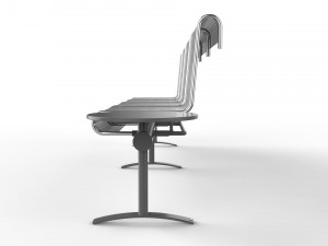 waiting room chair 4 seats with 1 side table Model 3D