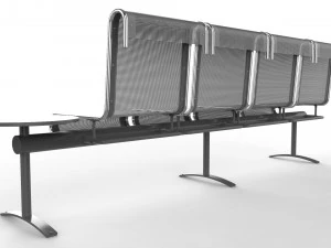 waiting room chair 4 seats with 1 side table 3D Model