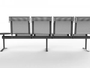waiting room chair 4 seats with 1 side table 3D Model