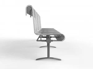 waiting room chair 4 seats with 1 side table 3D Model