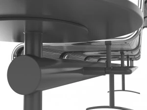 waiting room chair 4 seats with 1 side table 3D Model