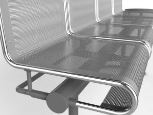 waiting room chair 4 seats with 1 side table 3D Model