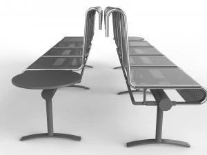 waiting room chair 4 seats with 1 side table 3D Model