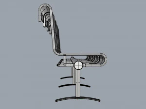 waiting room chair 4 seats with 1 side table 3D Model