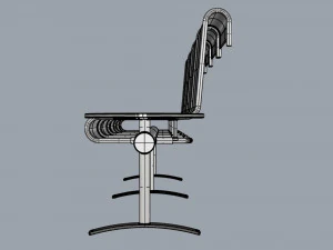 waiting room chair 4 seats with 1 side table 3D Model