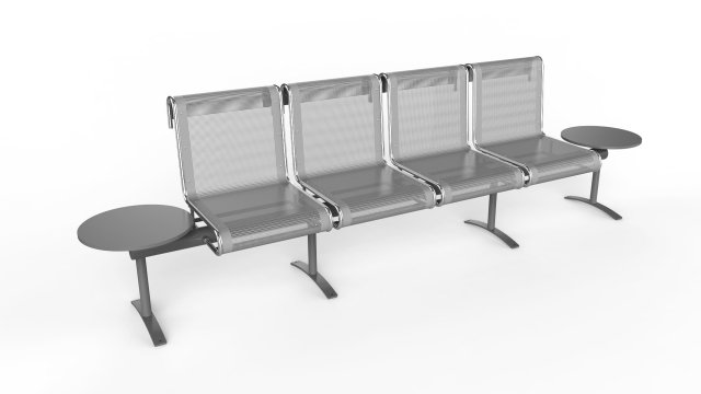 waiting room chair 4 seats with 2 side tables 3D Model .c4d .max .obj .3ds .fbx .stl .blend 