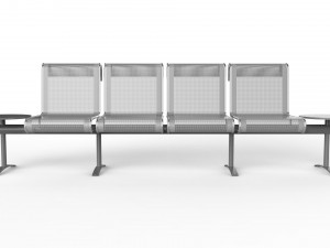 waiting room chair 4 seats with 2 side tables 3D Model