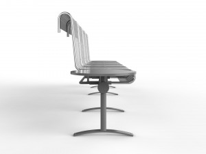 waiting room chair 4 seats with 2 side tables 3D Model