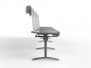 waiting room chair 4 seats with 2 side tables 3D Model