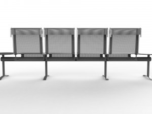 waiting room chair 4 seats with 2 side tables 3D Model