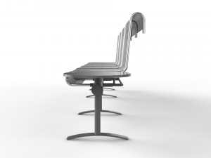 waiting room chair 4 seats with 2 side tables 3D Model