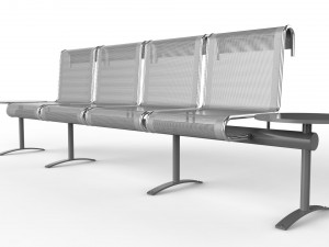 waiting room chair 4 seats with 2 side tables 3D Model
