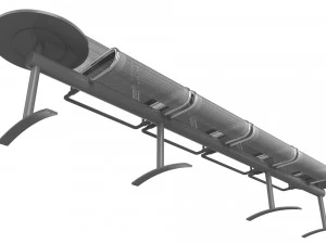 waiting room chair 4 seats with 2 side tables 3D Model