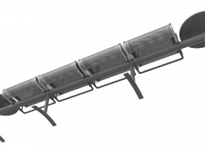 waiting room chair 4 seats with 2 side tables 3D Model