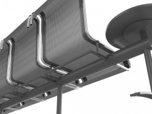 waiting room chair 4 seats with 2 side tables 3D Model