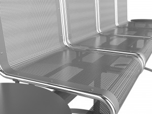 waiting room chair 4 seats with 2 side tables 3D Model