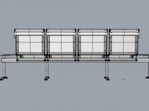 waiting room chair 4 seats with 2 side tables 3D Model