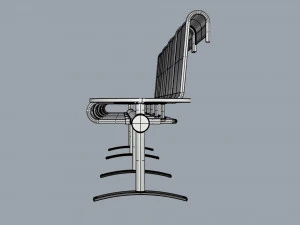 waiting room chair 4 seats with 2 side tables 3D Model