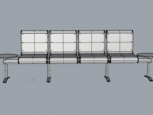 waiting room chair 4 seats with 2 side tables 3D Model