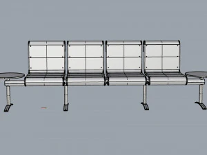 waiting room chair 4 seats with 2 side tables 3D Model