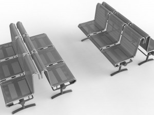 waiting room chair 3 seats 3D Model