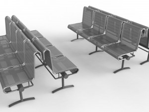 waiting room chair 4 seats 3D Модель