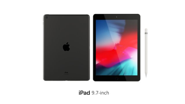 ipad 9 7-inch space gray 3D Model .c4d .max .obj .3ds .fbx .stl .blend 