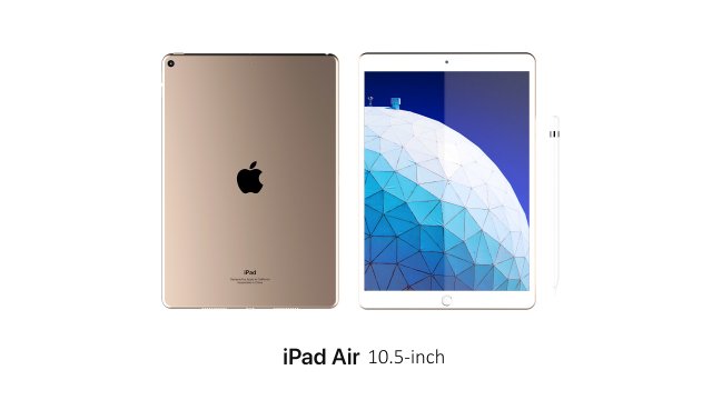 ipad air 10 5-inch gold 3D Модель .c4d .max .obj .3ds .fbx .stl .blend 