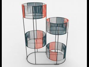 Ariba geweven plantenstandaard met vier niveaus 3D Model