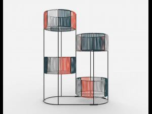 Ariba geweven plantenstandaard met vier niveaus 3D Model