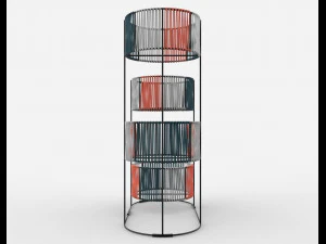 Ariba geweven plantenstandaard met vier niveaus 3D Model