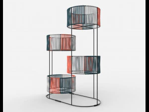 Ariba geweven plantenstandaard met vier niveaus 3D Model