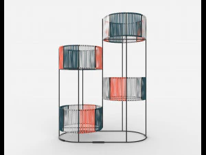 Ariba geweven plantenstandaard met vier niveaus 3D Model