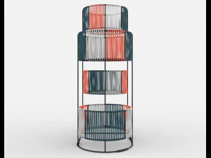 Ariba geweven plantenstandaard met vier niveaus 3D Model