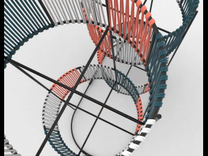 Ariba geweven plantenstandaard met vier niveaus 3D Model