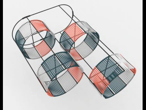 Ariba geweven plantenstandaard met vier niveaus 3D Model