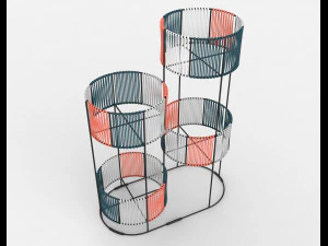 Ariba geweven plantenstandaard met vier niveaus 3D Model