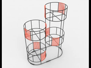 Ariba geweven plantenstandaard met vier niveaus 3D Model