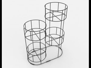 Ariba geweven plantenstandaard met vier niveaus 3D Model